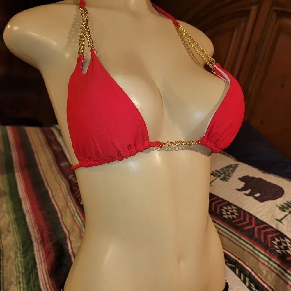 Black & Red chain-link Bikini (M/L) - Picture 3 of 10